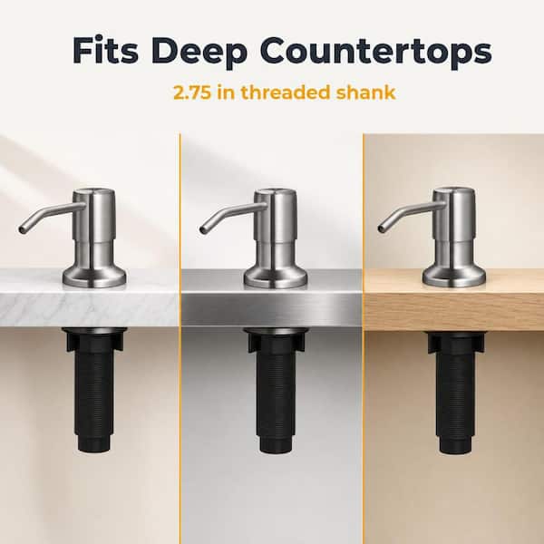 Wudkey Heavy-Duty 17 oz. Top-Refill Brushed Nickel Countertop Soap