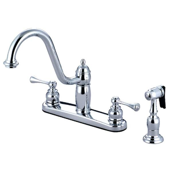 Kingston Brass Heritage 2-Handle Standard Kitchen Faucet with Side ...