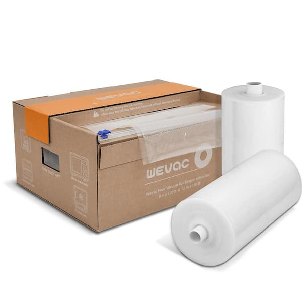 Angel Sar 8 in. x 100 ft. and 11 in. x 100 ft. 2-Rolls Plastic Food Vacuum Seal Roll Keeper with Cutter, Ideal Vacuum Sealer Bags