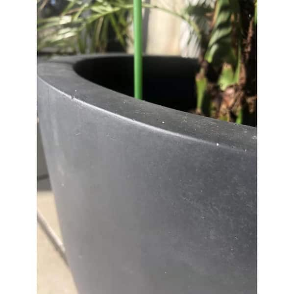 20 in. W Round Charcoal Concrete/Fiberglass Indoor Outdoor Elegant Bowl  Planter