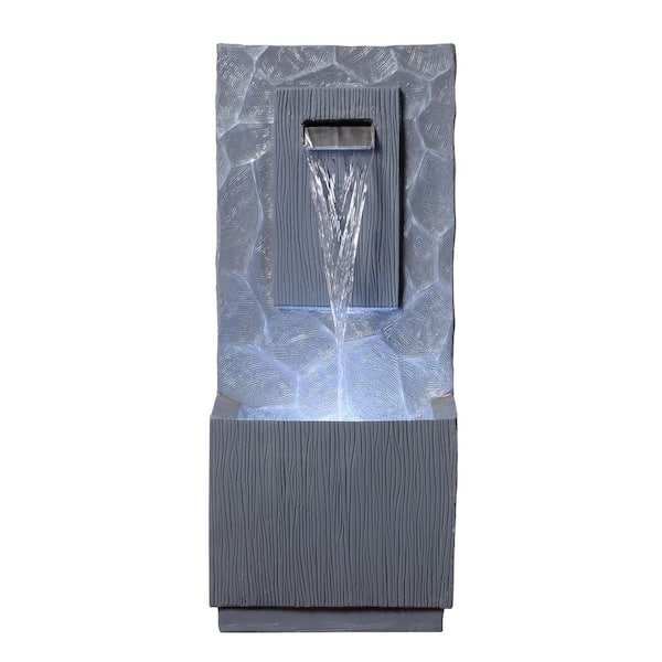 32 in. Outdoor Cascade Fountain with LED Light and Adjustable Flow
