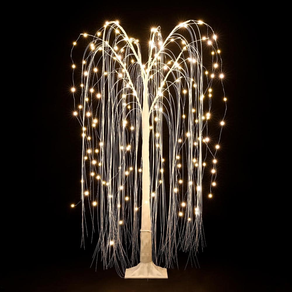 PEIDUO LED 4FT White Willow Tree 180 Warm White Lights Plug in Adapter Prelit Tree Branches for Christmas Indoor Outdoor Home Holiday Wedding Party Garden Décor