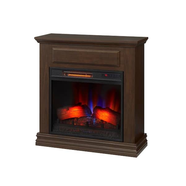 StyleWell Wheaton 31 in. Freestanding Infrared Electric Fireplace in Simply Brown