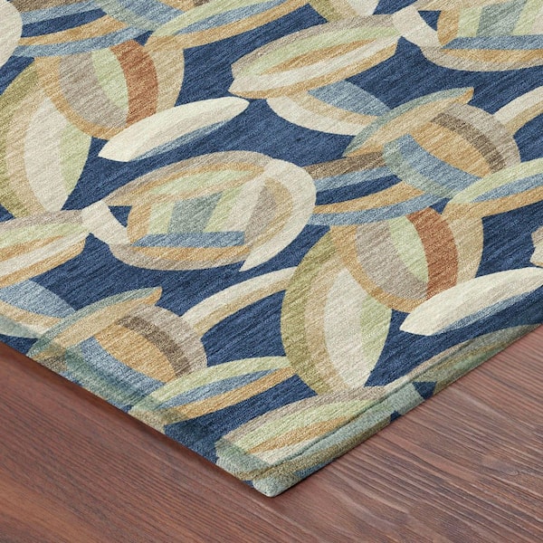 Chantille Machine Washable Indoor/Outdoor Abstract ACN2454 Navy 8 ft. x 10 ft. Area Rug