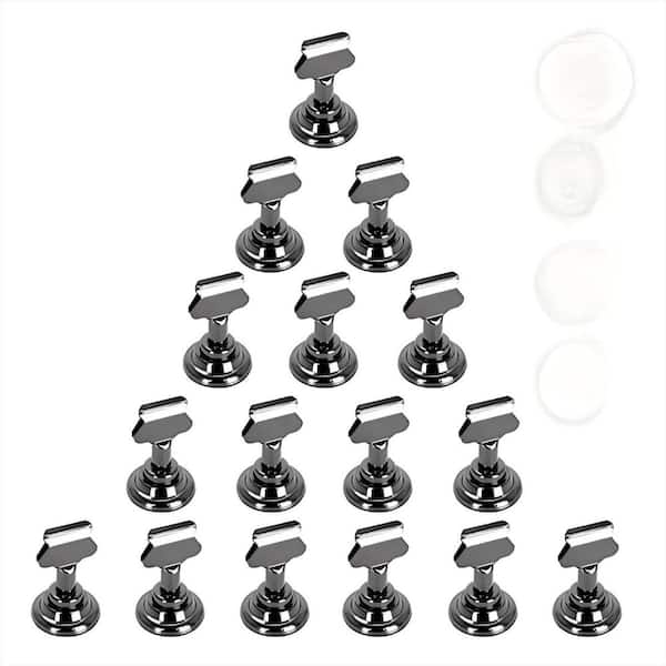 1 in. W x 1.7 in. H Stainless Steel Napkins, Table Card Holder for Weddings and Restaurants, Nickel Black (16-Pack)