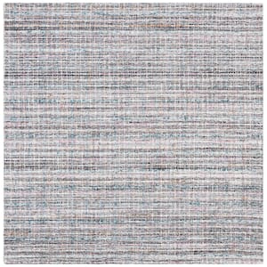 Abstract Pink/Brown 6 ft. x 6 ft. Modern Plaid Square Area Rug