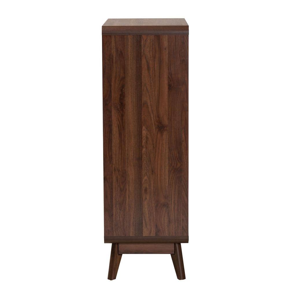 Walnut Brown Mid-Century Modern 5-Drawer Storage Chest