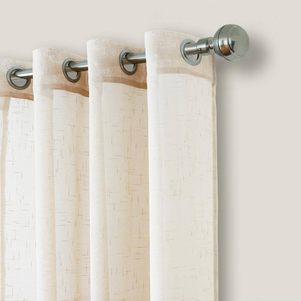 Ivory Extra Wide Sheer Grommet Top Polyester Curtain Panel
