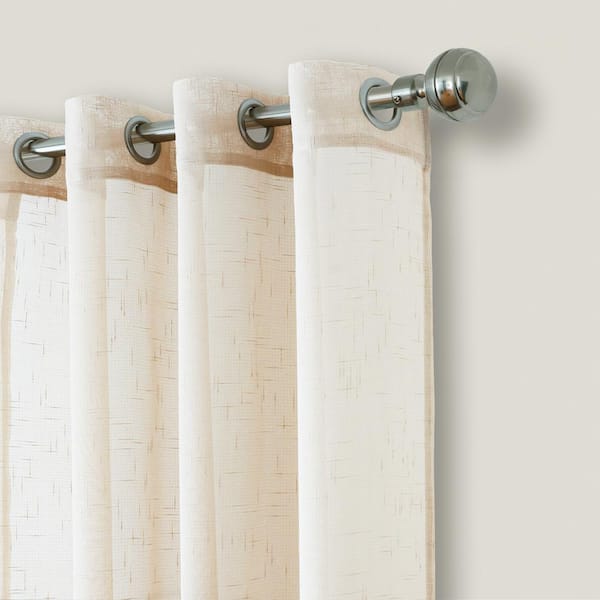 Carmen Sheer Extra Wide Indoor/Outdoor Sheer Window Curtain, Ivory - 114"W x 84"L