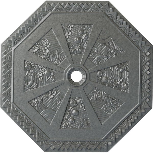Ekena Millwork 1-1/8 in. x 29-1/8 in. x 29-1/8 in. Polyurethane Spring Octagonal Ceiling Medallion, Platinum