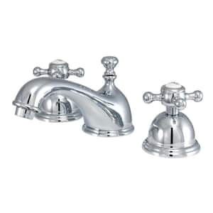 Vintage 8 in. Widespread 2-Handle Bathroom Faucets with Brass Pop-Up in Polished Chrome