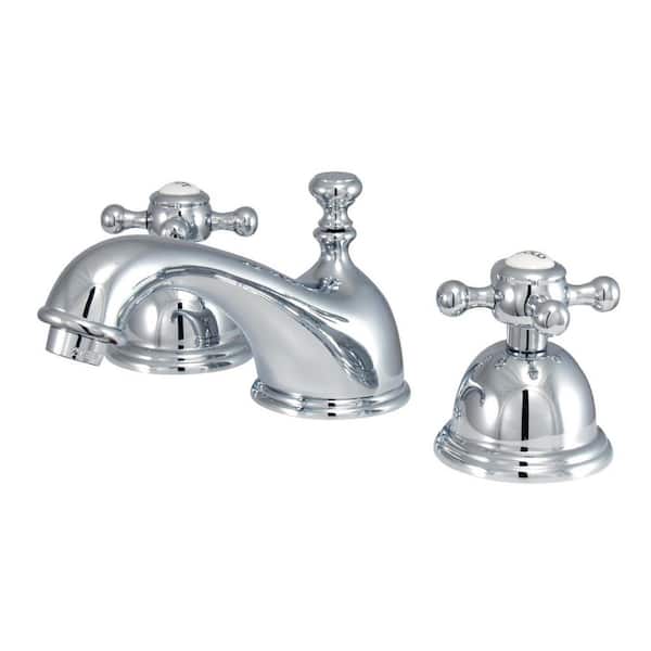 Kingston Brass Vintage 8 in. Widespread 2-Handle Bathroom Faucets with Brass Pop-Up in Polished Chrome