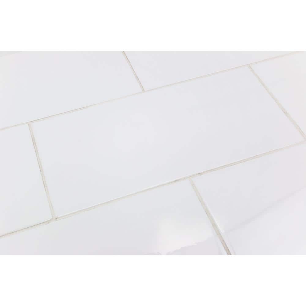 Essential 8" x 16" White Polished Ceramic Wall Tile