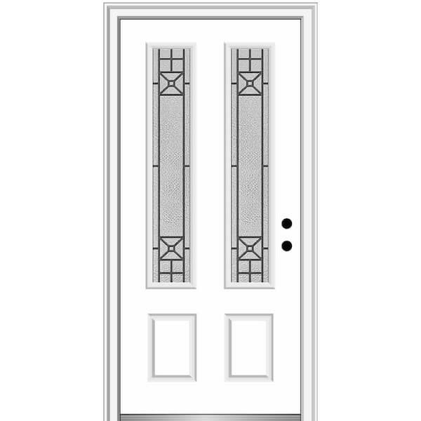 MMI Door 36 in. x 80 in. Courtyard Left-Hand 2-Lite Decorative Primed Fiberglass Smooth Prehung Front Door, 4-9/16 in. Frame