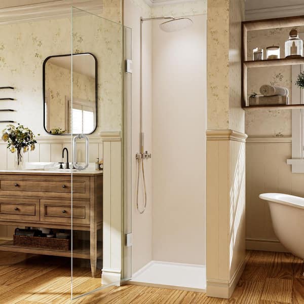 24 in. W x 72 in. H Frameless Pivot Hinged Shower Door in Chrome with Handle and Clear Glass