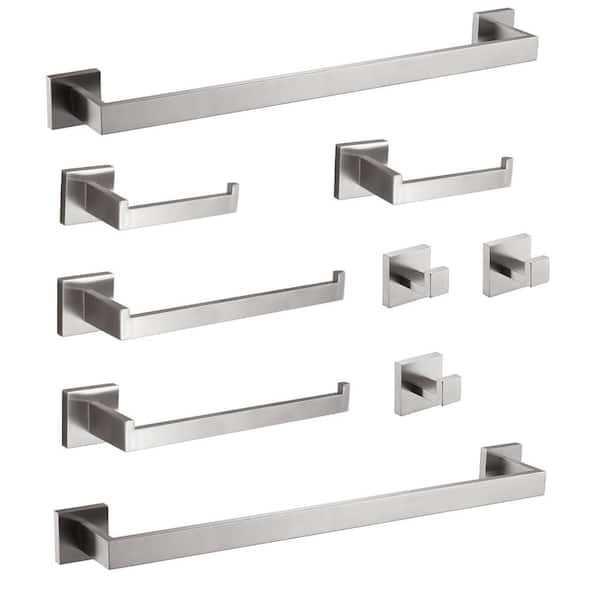 Adrinfly 9-Piece Bath Hardware Set with Mounting Hardware in Brushed Nickel