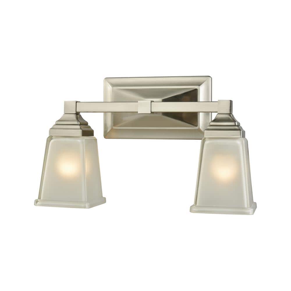 Thomas Lighting Sinclair 2-Light Brushed Nickel With Frosted Glass Bath  Light CN573211 - The Home Depot