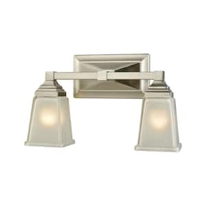 Sinclair 2-Light Brushed Nickel With Frosted Glass Bath Light