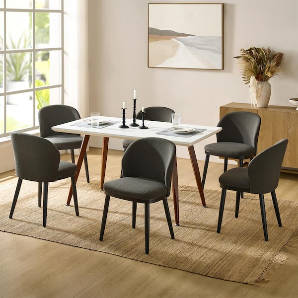 Holden Charcoal Modern Dining Chair with Solid Wood Legs Set-6
