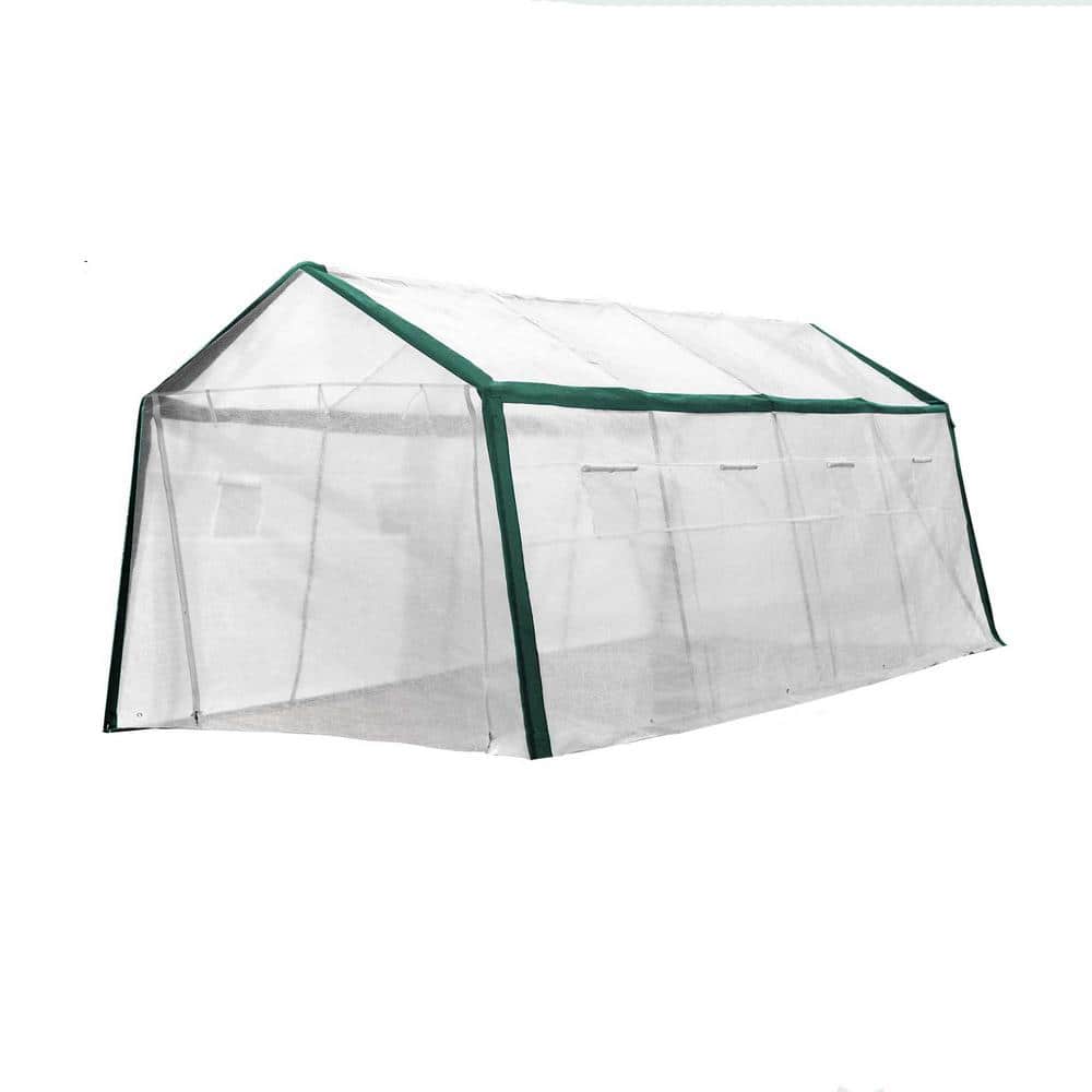 120 in. W x 240 in. D x 96 in. H Outdoor Greenhouse with Transparent Cover, 8 Roll-Up Side Windows Reserved price history on PriceWatchPro