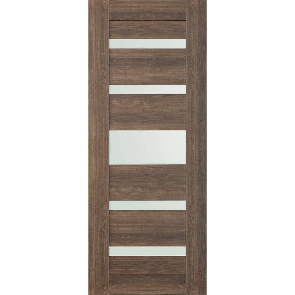 Vona 07-05 32 in. x 83.25 in. No Bore 5-Lite Frosted Glass Pecan Nutwood Wood Composite Interior Door Slab price history on PriceWatchPro