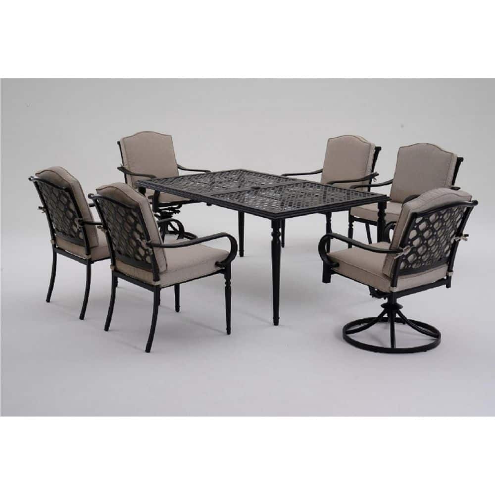 Laurel Oaks 6-Piece Dark Brown Steel Outdoor Dining Chairs with CushionGuard Putty Cushions price history on PriceWatchPro