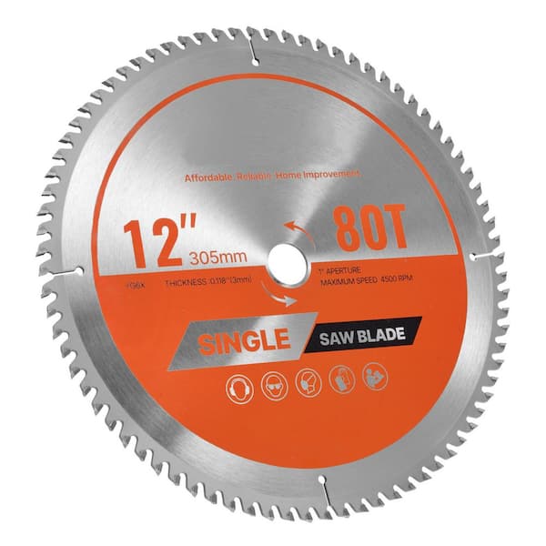 Circular Saw Blade 12 in. Diameter Cutting Blade with Noise-Reducing Heat Vents for Cutting Plywood 80 Sharp Alloy Teeth