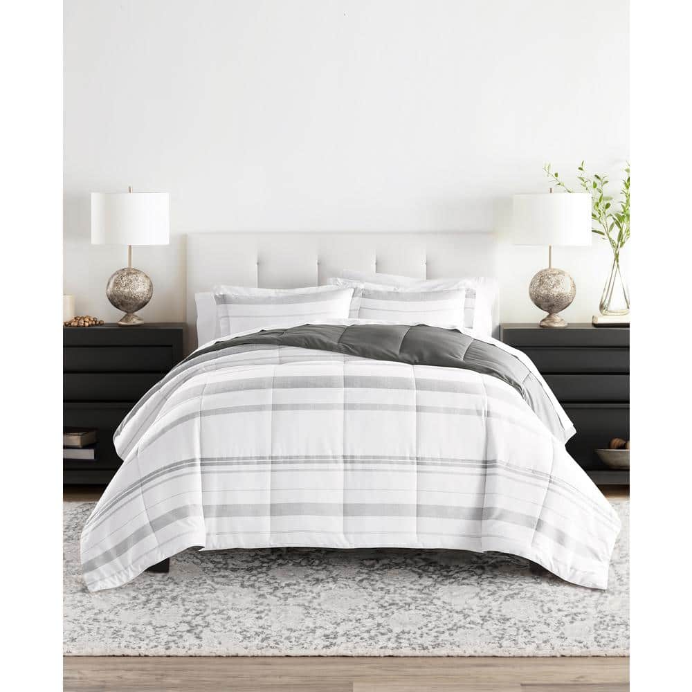 Gray Twin Reversible Down Alternative Microfiber Comforter Set