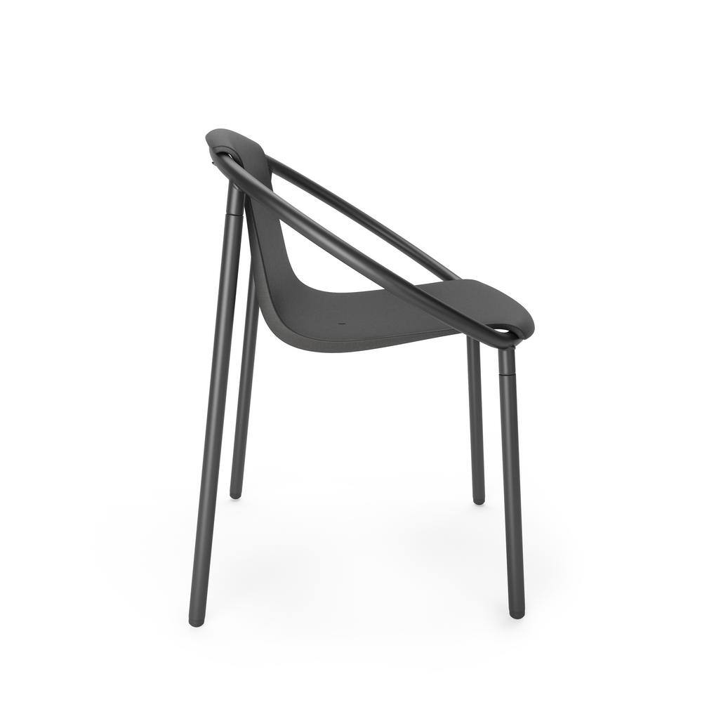 ErgoStack Black Metal and Wood Composite Outdoor Lounge Chair
