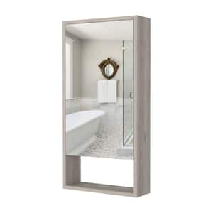 17.9 in. W x 35.4 in. H Rectangular Light Grey Recessed or Surface Mount Medicine Cabinet with Mirror with 2-Shelf