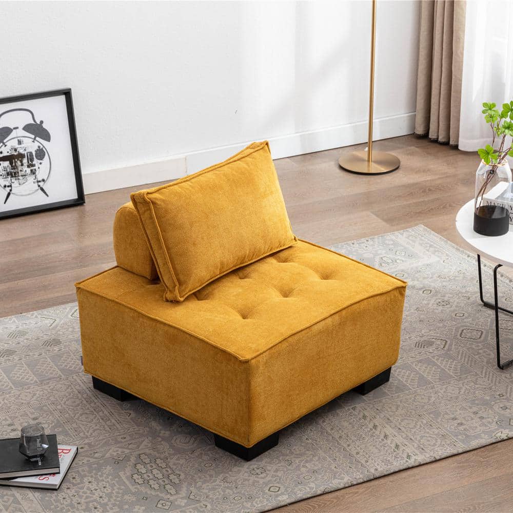 Magic Home 30.41 in. Modular Square Floor Couch Ottoman Poly Fabric Accent  Small Sofa Coffee Table with Removable Pillows, Yellow CS-PP193595AAA - The  