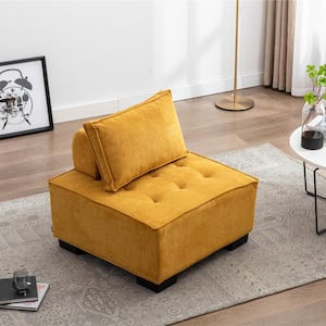 30.41 in. Modular Square Floor Couch Ottoman Poly Fabric Accent Small Sofa Coffee Table with Removable Pillows, Yellow