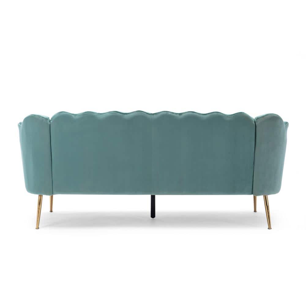 Turquoise and Gold Velvet 3-Seater Lawson Sofa