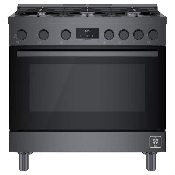 800 Series 36 in. 3.5 cu. ft. Industrial Style Gas Range with 6-Burners in Black Stainless Steel