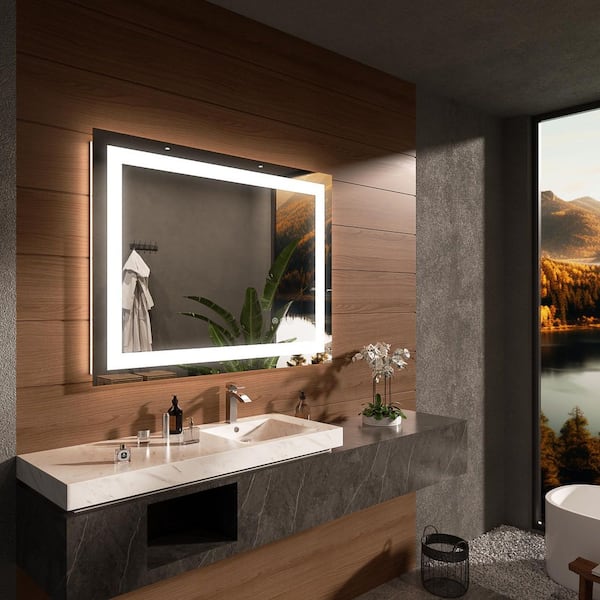 48 in. W x 32 in. H Rectangular Frameless LED Wall Mounted Bathroom Vanity Mirror
