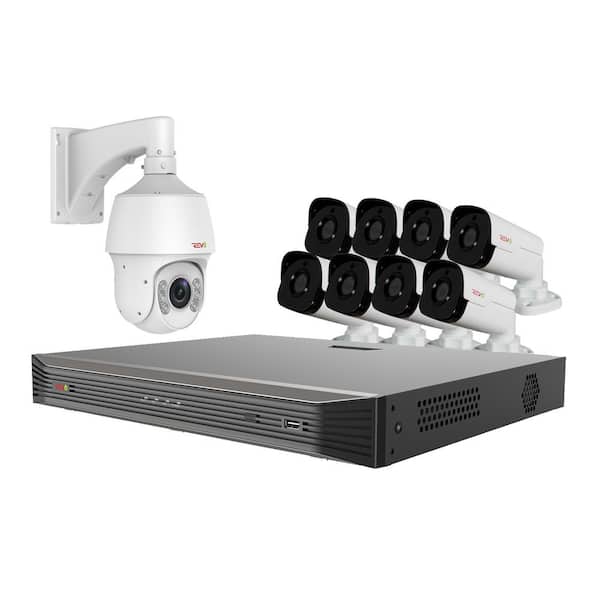 Revo Ultra Commercial Grade 16-CH 4K 3TB Smart NVR Video Surveillance System with 8 4MP Bullet and 22x PTZ Cameras