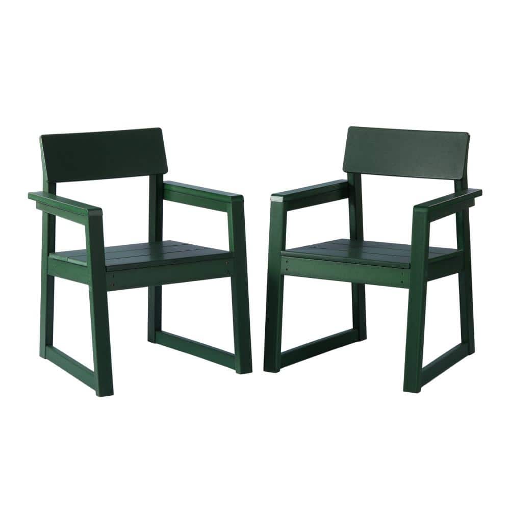 CoastSide Outdoor Patio Modern HDPE Plastic Dining Arm Chair (Set of 2), Dark Green price history on PriceWatchPro