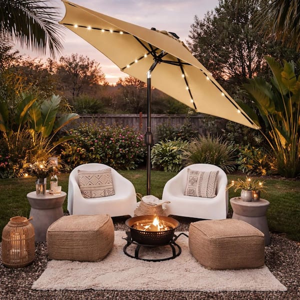 led tilt patio umbrella Rectangular Solar Light Bulb 10x6.5ft 6-Rib the double 9.5FT Solar LED Light Outdoor