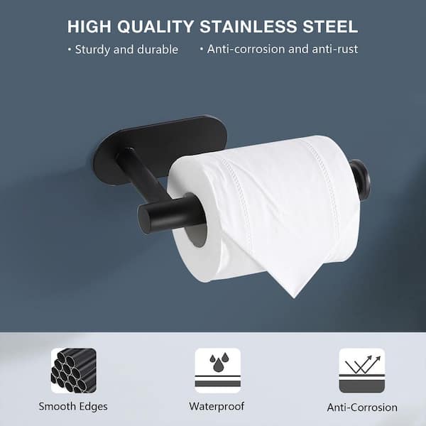 Wall-Mount Single Post Toilet Paper Holder in Matte Black Stainless Steel