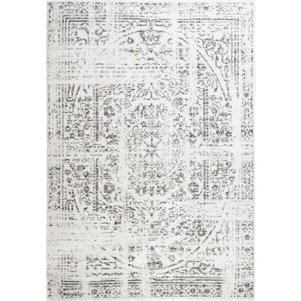 Arlena Distressed Persian Medallion Gray 12 ft. x 18 ft. Area Rug