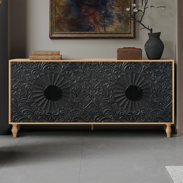Boosicavelly Black Wood 62.99 in. Sideboards