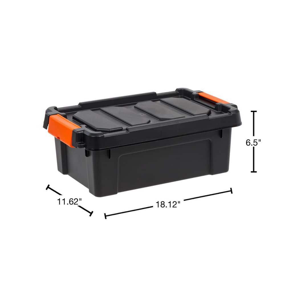 13 Quart Black Heavy Duty Stackable Storage Bin with Lid