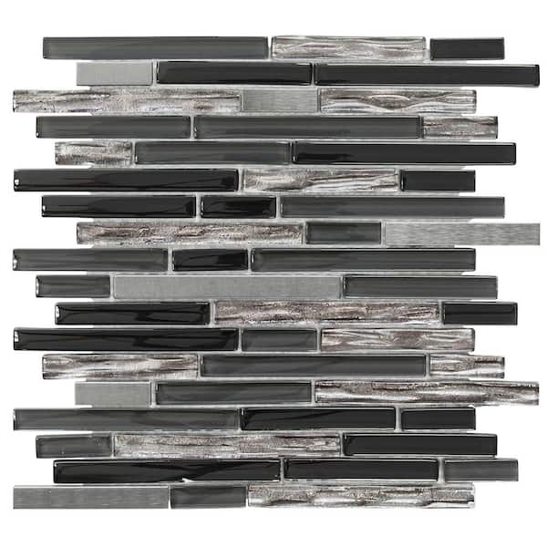 Jeffrey Court Materialized Gray 11.375 in. x 11.75 in. Interlocking Mixed Glass and Metal Mosaic Tile (.928 sq. ft./Each)