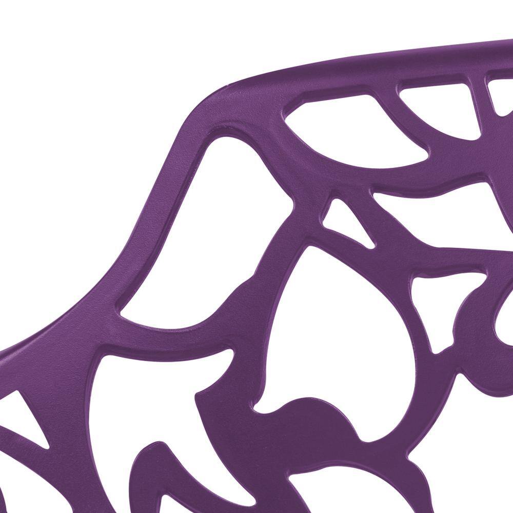 Devon Modern Purple Aluminum Outdoor Dining Armchair with Floral Design
