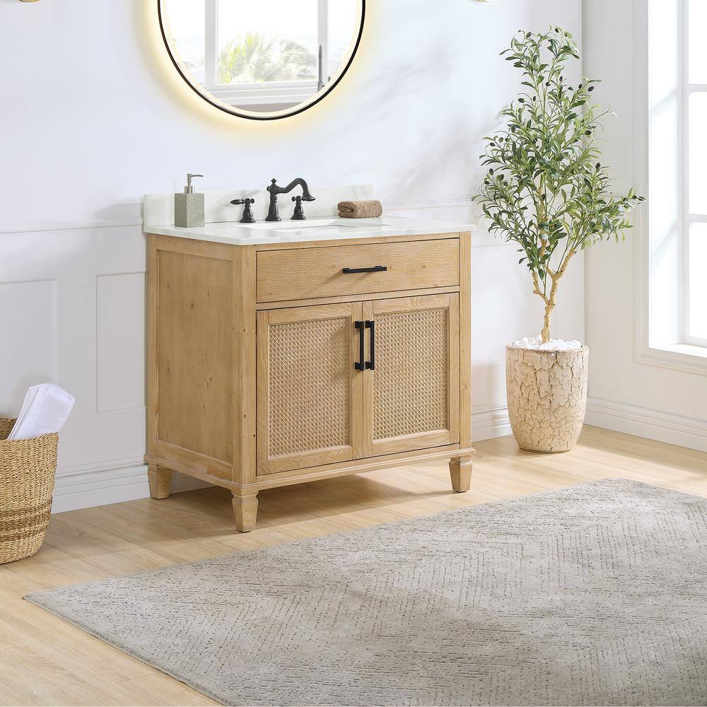 Solana 36" Weathered Fir and White Quartz Vanity
