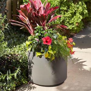 Baja Round 23 in. x 19 in. Sandstone Granite Composite Planter