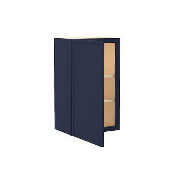 Home Decorators Collection Franklin 18 in. W x 12 in. D x 30 in. H Assembled Plywood Wall Kitchen Cabinet in Vessel Blue with Soft Close