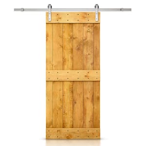 Mid-bar Series 30 in. x 84 in. Pre-Assembled Colonial Maple Stained Wood Interior Sliding Barn Door with Hardware Kit