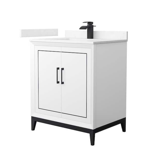 Wyndham Collection Marlena 30 in. W x 22 in. D x 35.25 in. H Single Bath Vanity in White with Carrara Cultured Marble Top