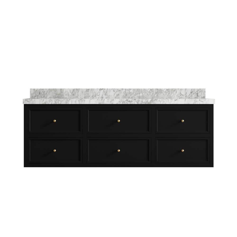 Roswell 72 in. Double Sink Freestanding Black Bath Vanity with Carrara Marble Top price history on PriceWatchPro
